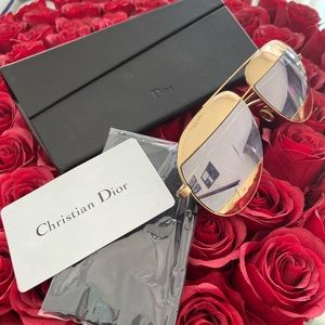 Dior Gold Metal Aviator Sunglasses
